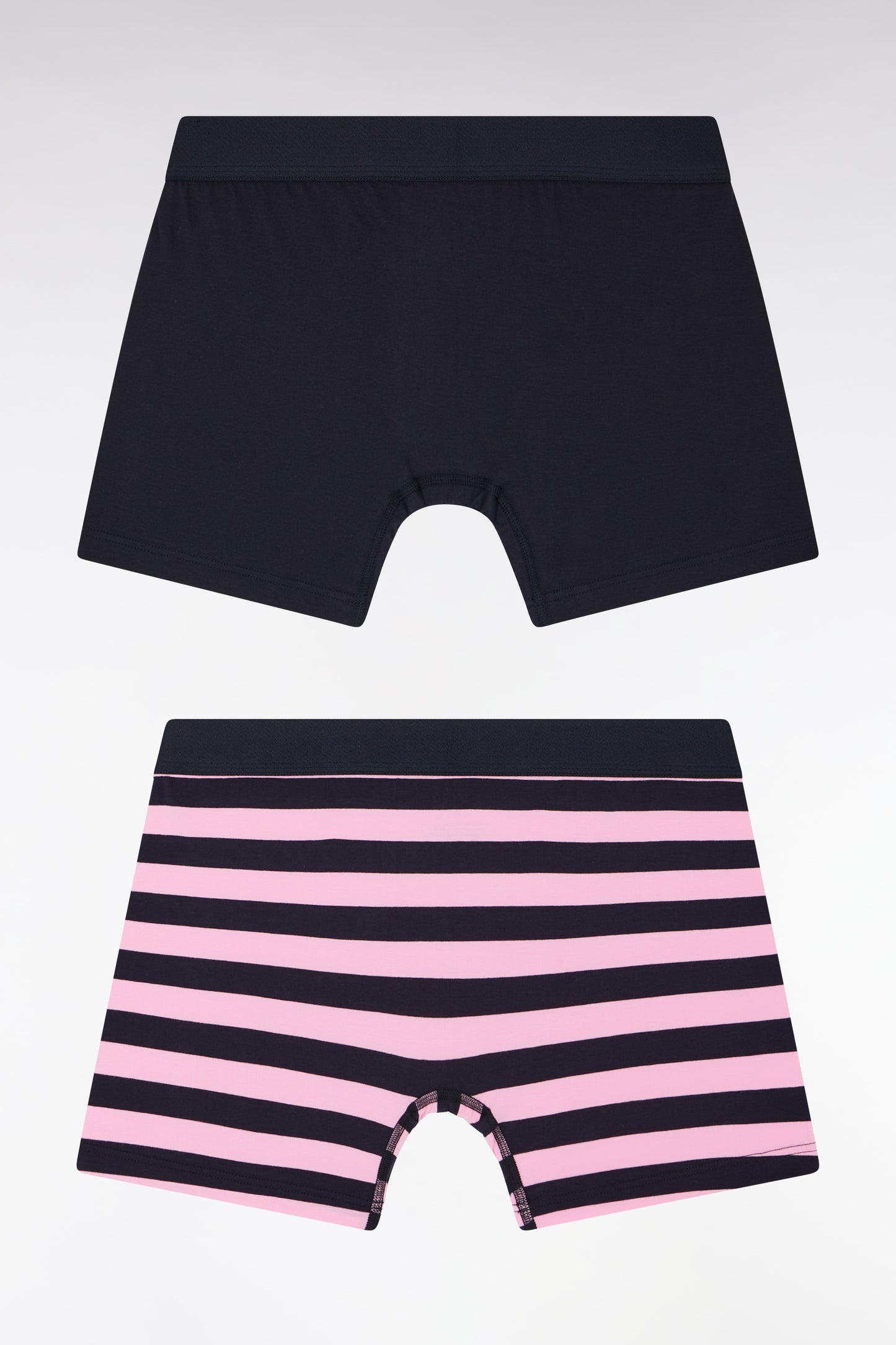 Set of two plain boxer shorts in navy and pink stretch cotton jersey