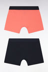Set of two navy and coral stretch cotton jersey boxer shorts