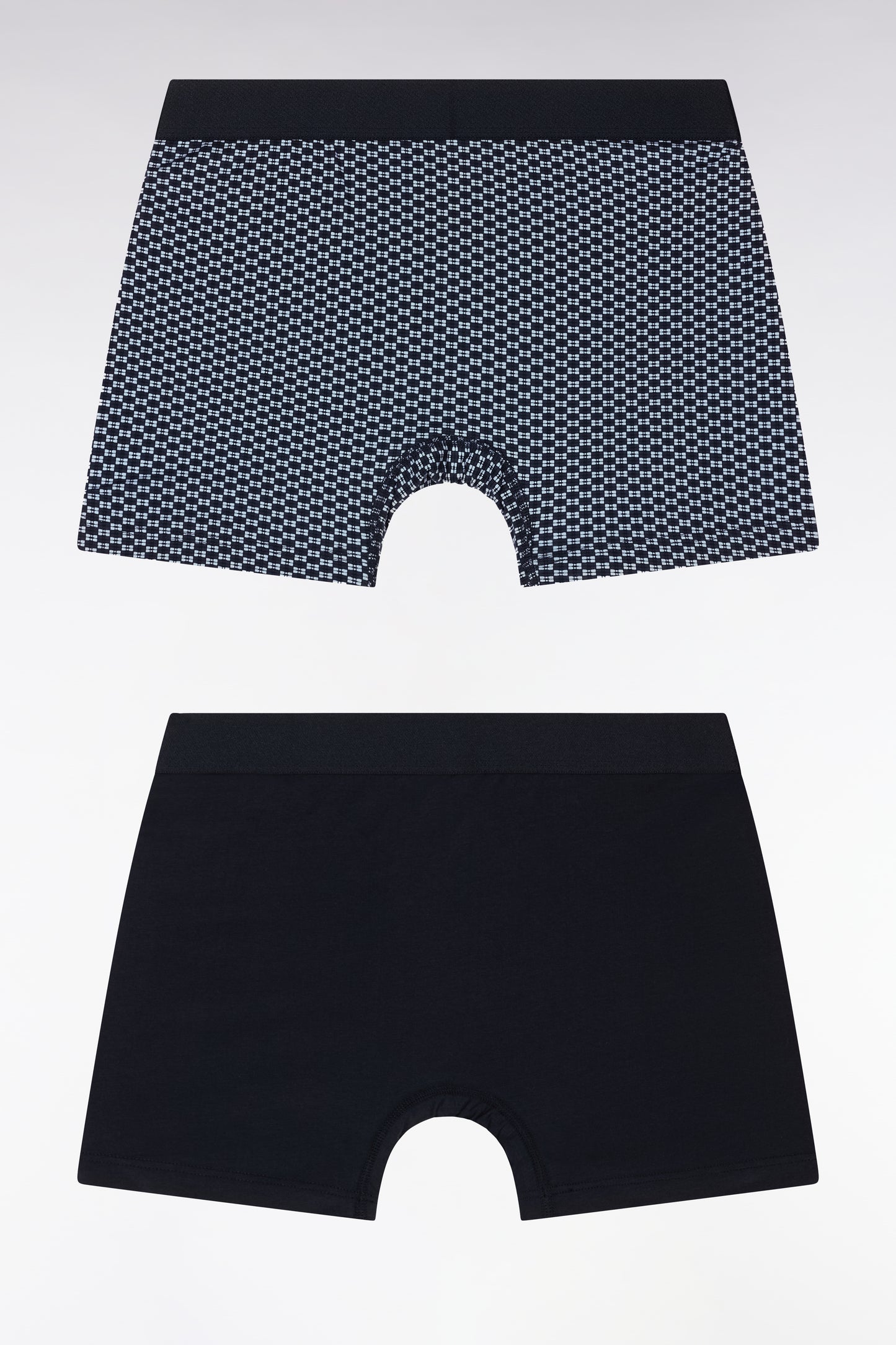 Set of two boxer shorts in plain and sky-printed stretch cotton jersey
