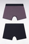 Set of two boxer shorts in plain and pink printed stretch cotton jersey
