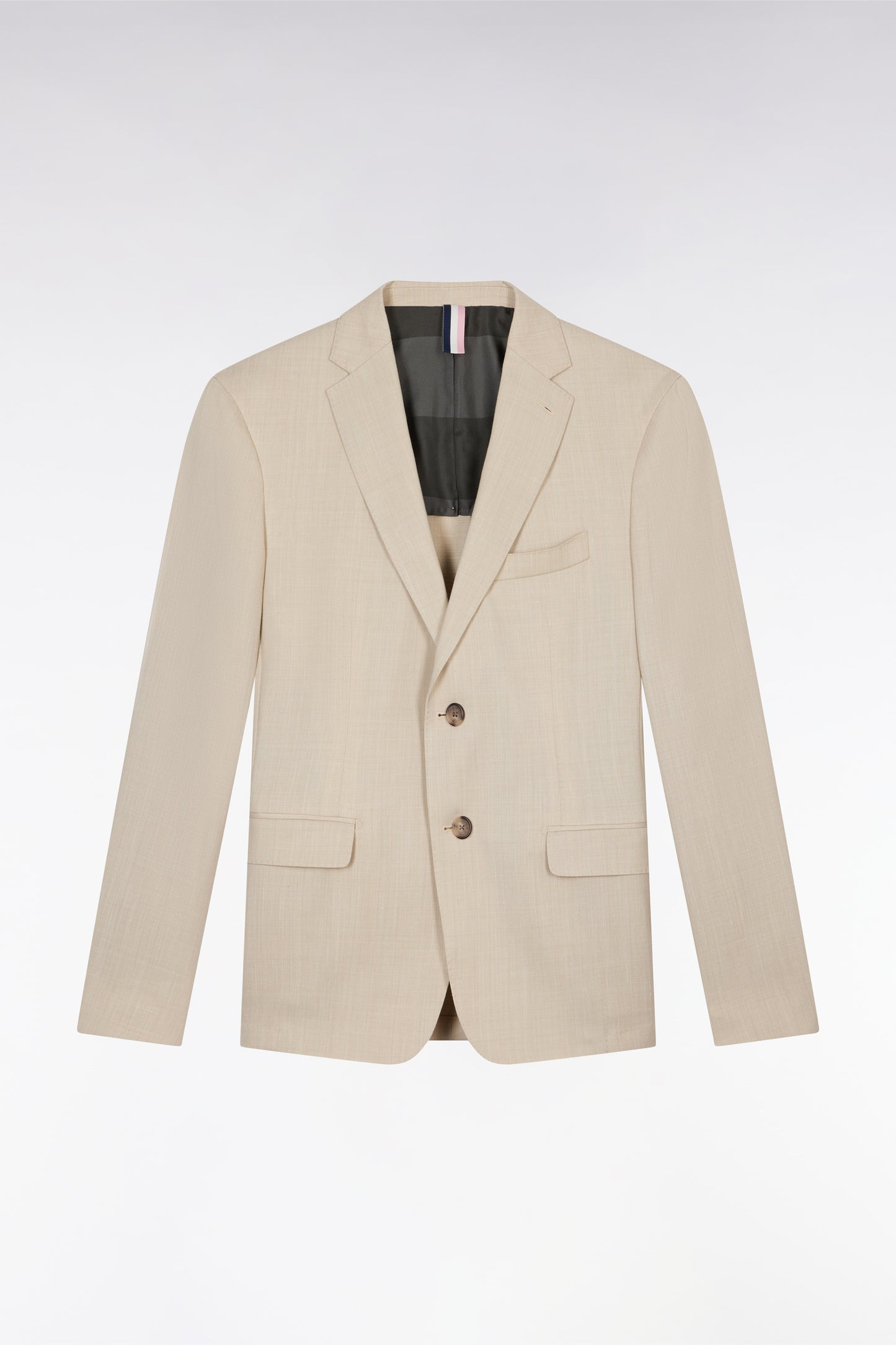 Veste en fil teint de laine et lin stretch mélangés beige