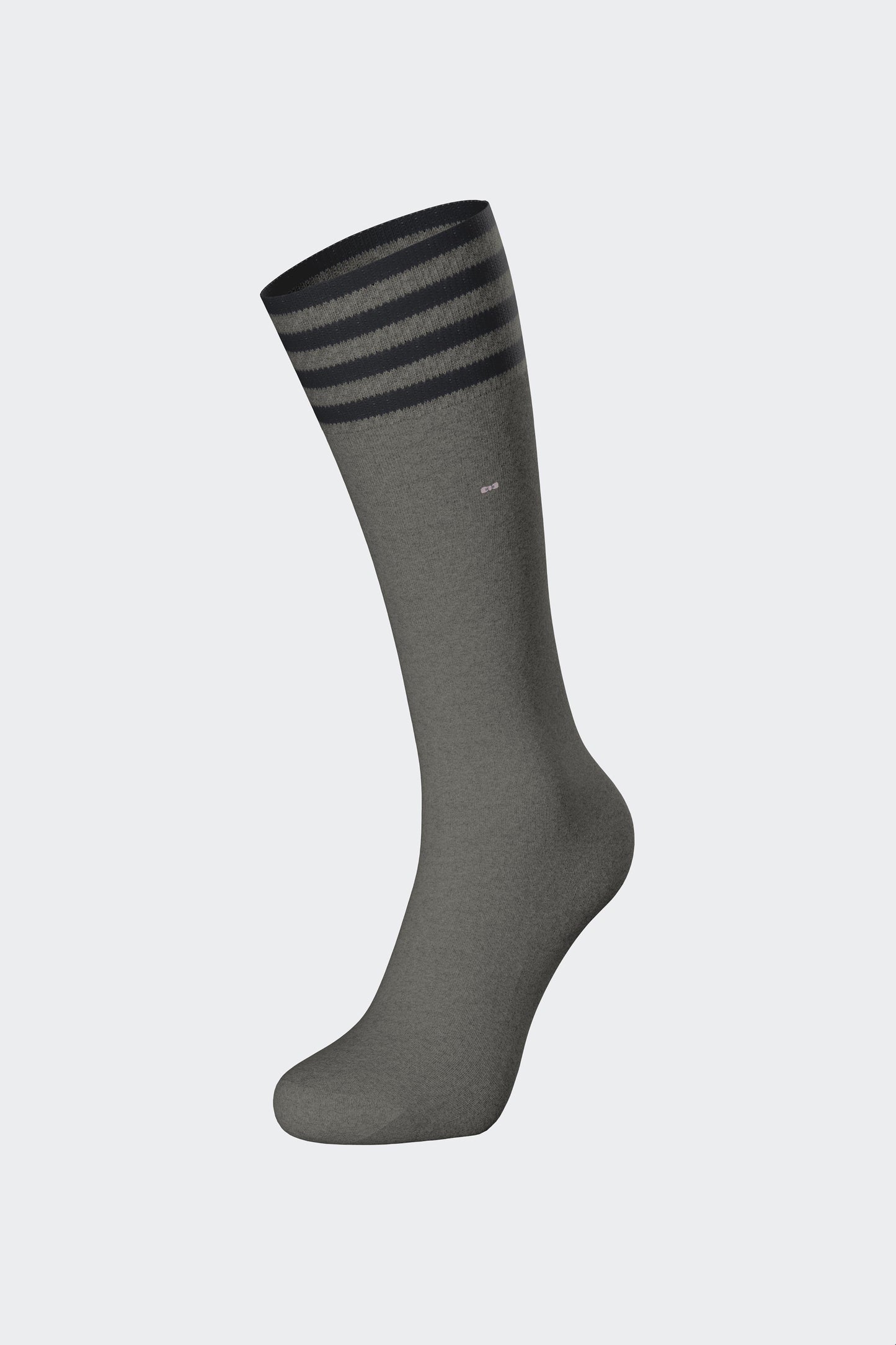 Pair of gray cotton-blend socks with striped trim