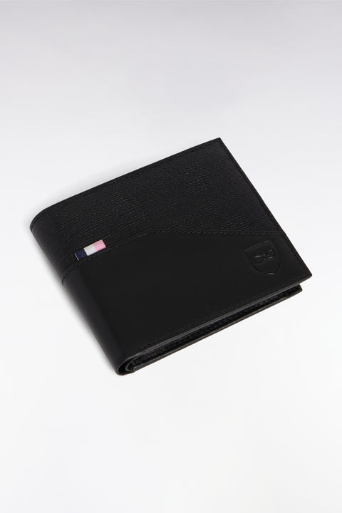 Italian dual-material wallet in black leather - Image 2