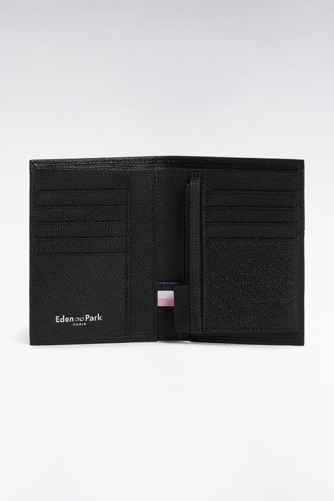 French dual-material format wallet in black leather - Image 1