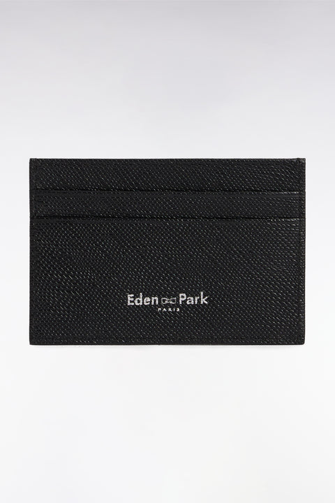 Dual-material card holder in black leather - Image 3