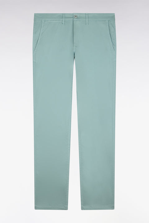 Pantalon chino regular en coton stretch vert d'eau - Image 2