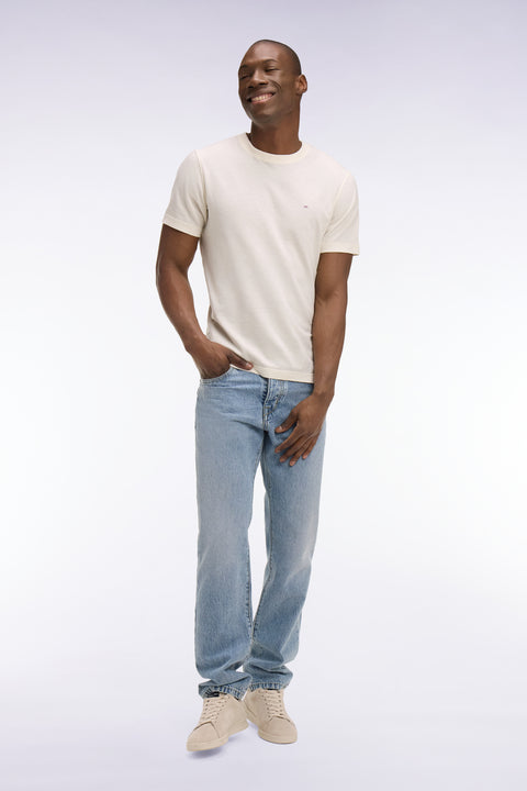 Jean en denim stretch bleu foncé stone bleach coupe regular - Image 3