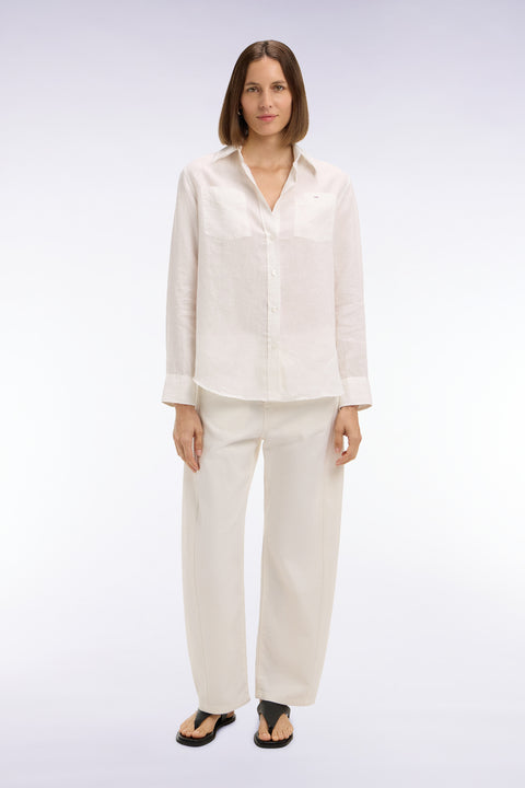 Jean coupe barrel en denim stretch blanc - Image 3