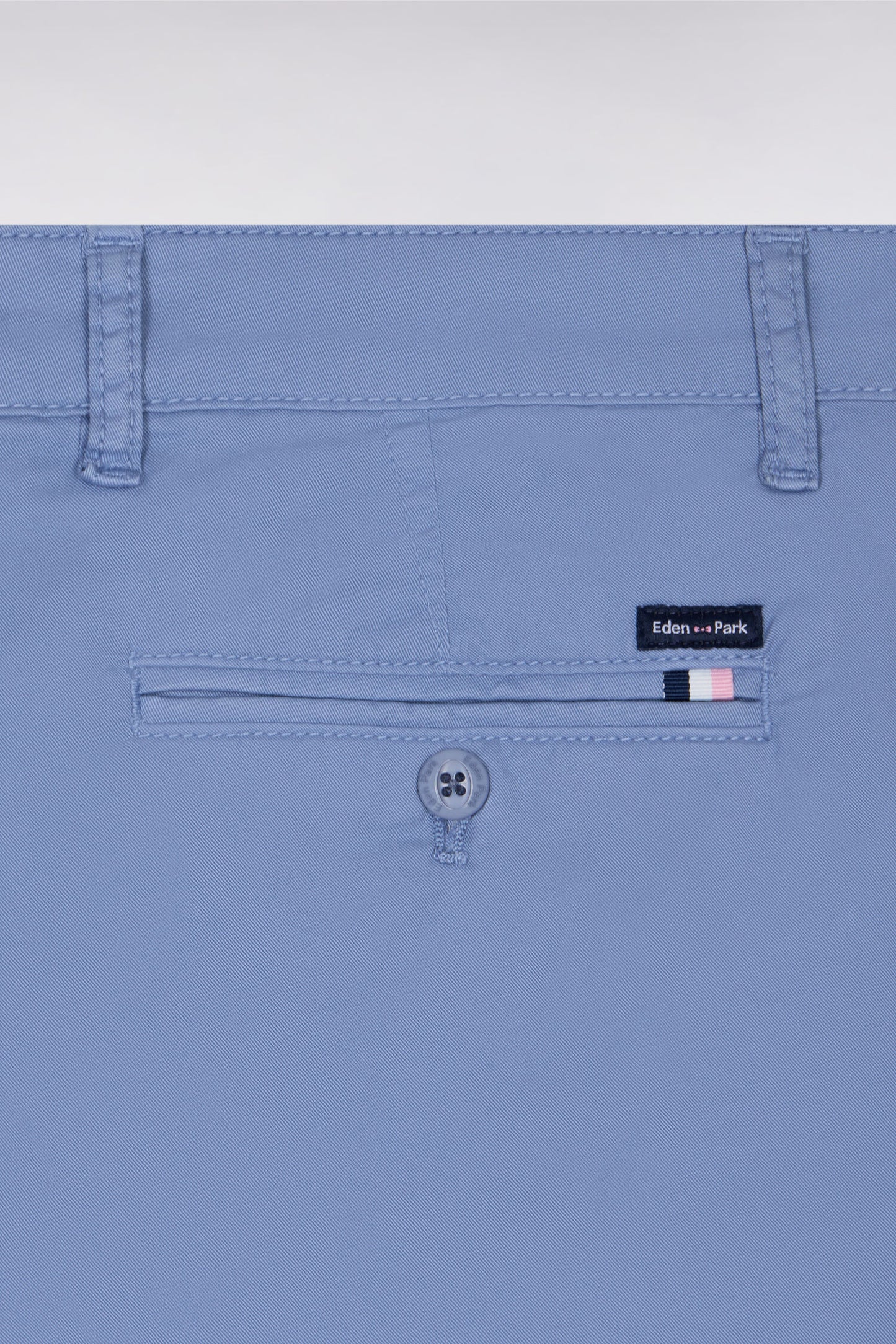 Chino Bermuda shorts in blue stretch gabardine