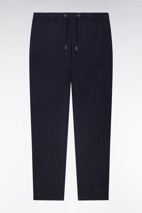 Modern fit navy cotton linen and lyocell pants - Image 2