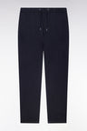 Modern fit navy cotton linen and lyocell pants
