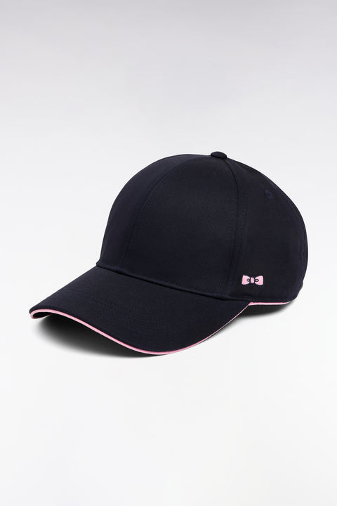 Casquette en twill de coton marine passepoil rose - Image 2