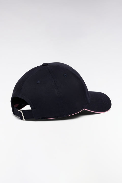 Casquette en twill de coton marine passepoil rose - Image 1