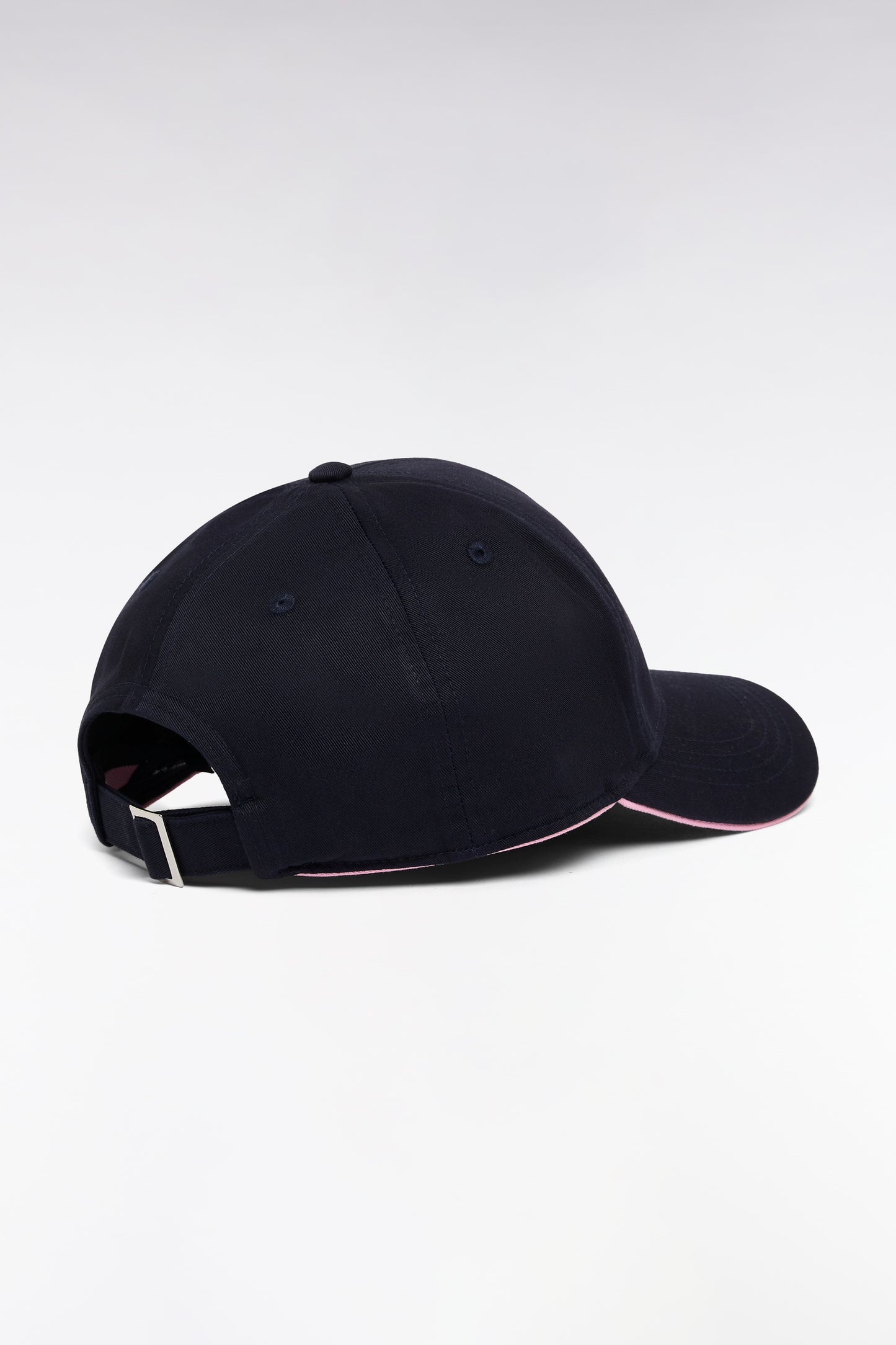 Navy cotton twill cap with pink piping