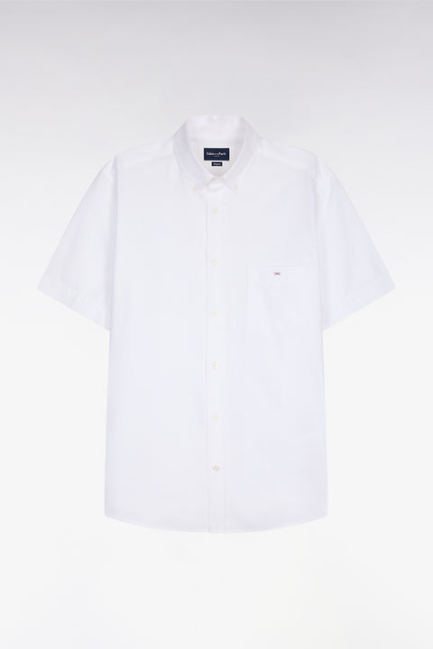 White cotton piqué short-sleeved shirt - Image 2