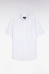 White cotton piqué short-sleeved shirt