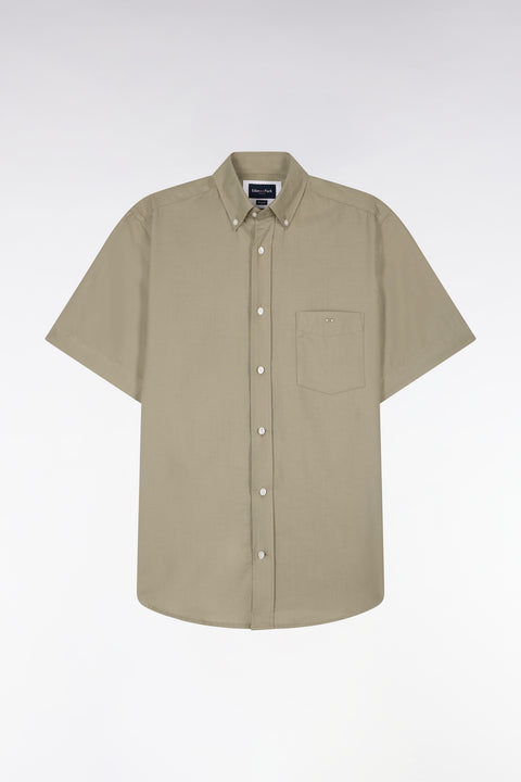 Short-sleeved khaki cotton piqué shirt - Image 2
