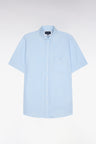 Short-sleeved shirt in sky blue cotton pique