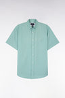 Short-sleeved shirt in sea green cotton pique