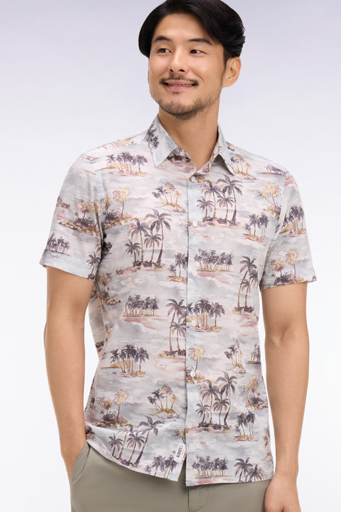 Chemise hawaïenne à manches courtes en coton imprimé coupe slim - Image 1