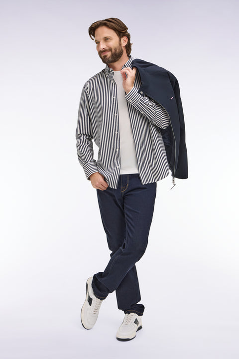 Chemise en coton marine à rayures bâtons - Image 1