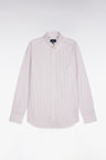 Chemise en coton pinpoint à rayures rose coupe regular