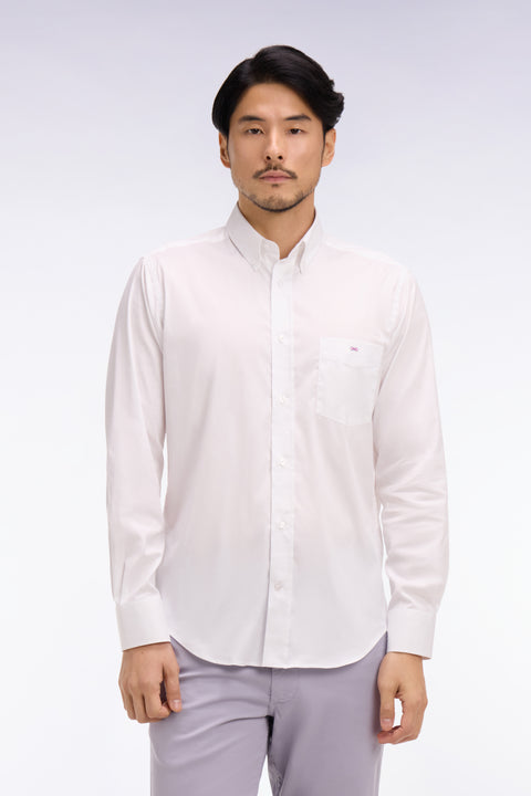 Chemise en coton mélangé blanche coupe regular - Image 3