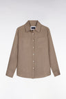 Chemise en lin beige à poches plaquées