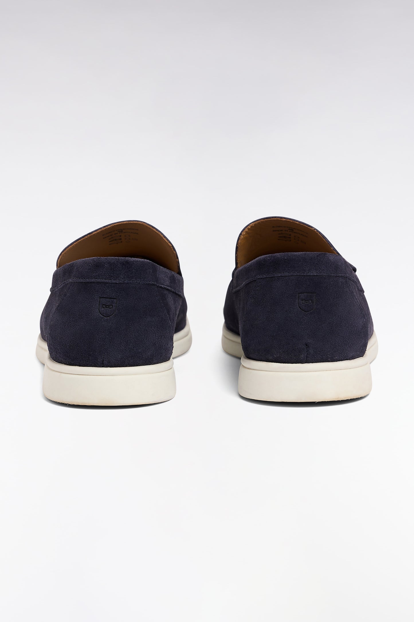 Navy suede split leather moccasins