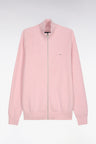 Cardigan zippé en coton rose