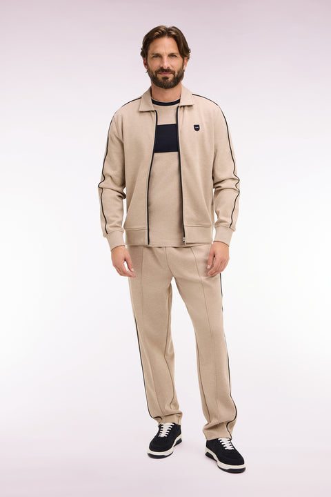 Jogging en coton mélangé beige coupe regular - Image 1