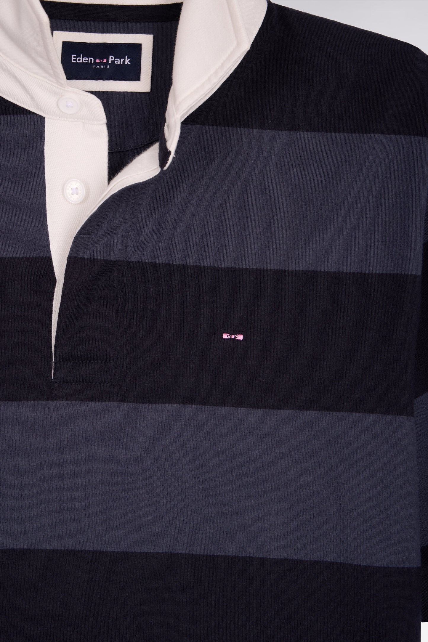 Short-sleeved regular-fit navy and gray striped cotton jersey