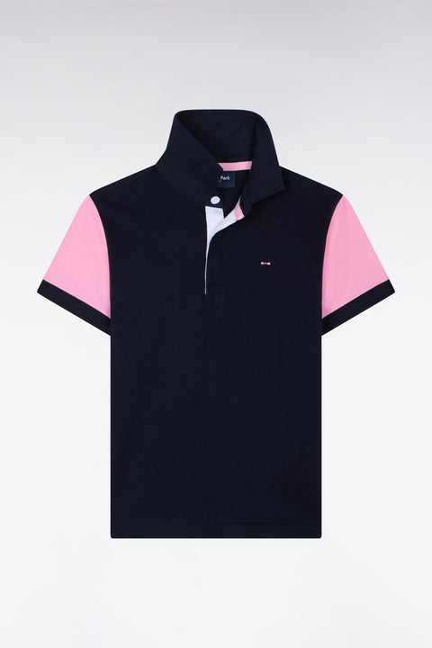 Maillot à manches courtes rose en coton marine - Image 1