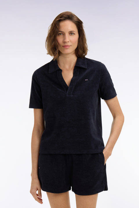 Polo à manches courtes en coton éponge marine coupe regular - Image 3