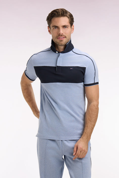 Polo à manches courtes en coton stretch ciel coupe slim - Image 3