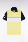 Polo à manches courtes en coton jaune clair et marine coupe regular