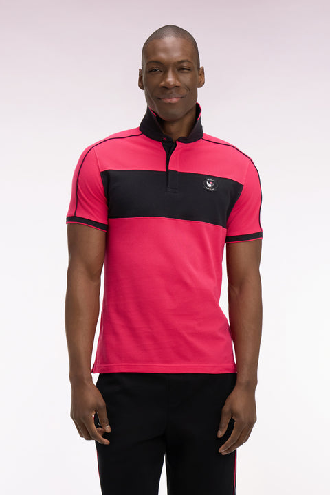 Polo à manches courtes en coton fuchsia et noir New Zealand coupe regular - Image 3