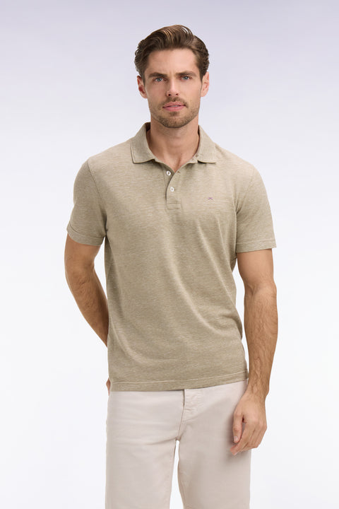 Polo à manches courtes en Oxford beige coupe regular - Image 3