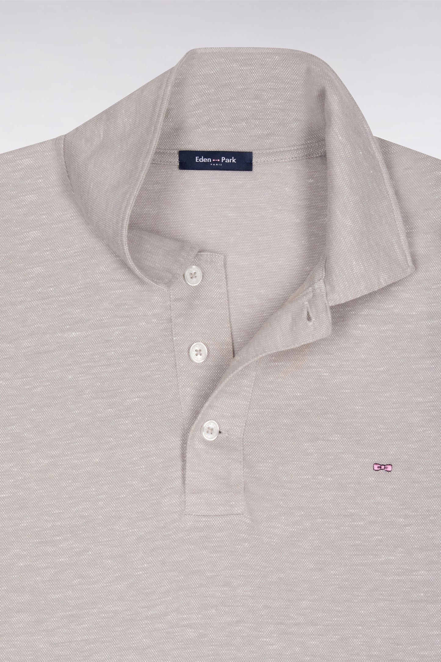 Regular fit gray Oxford short sleeve polo shirt