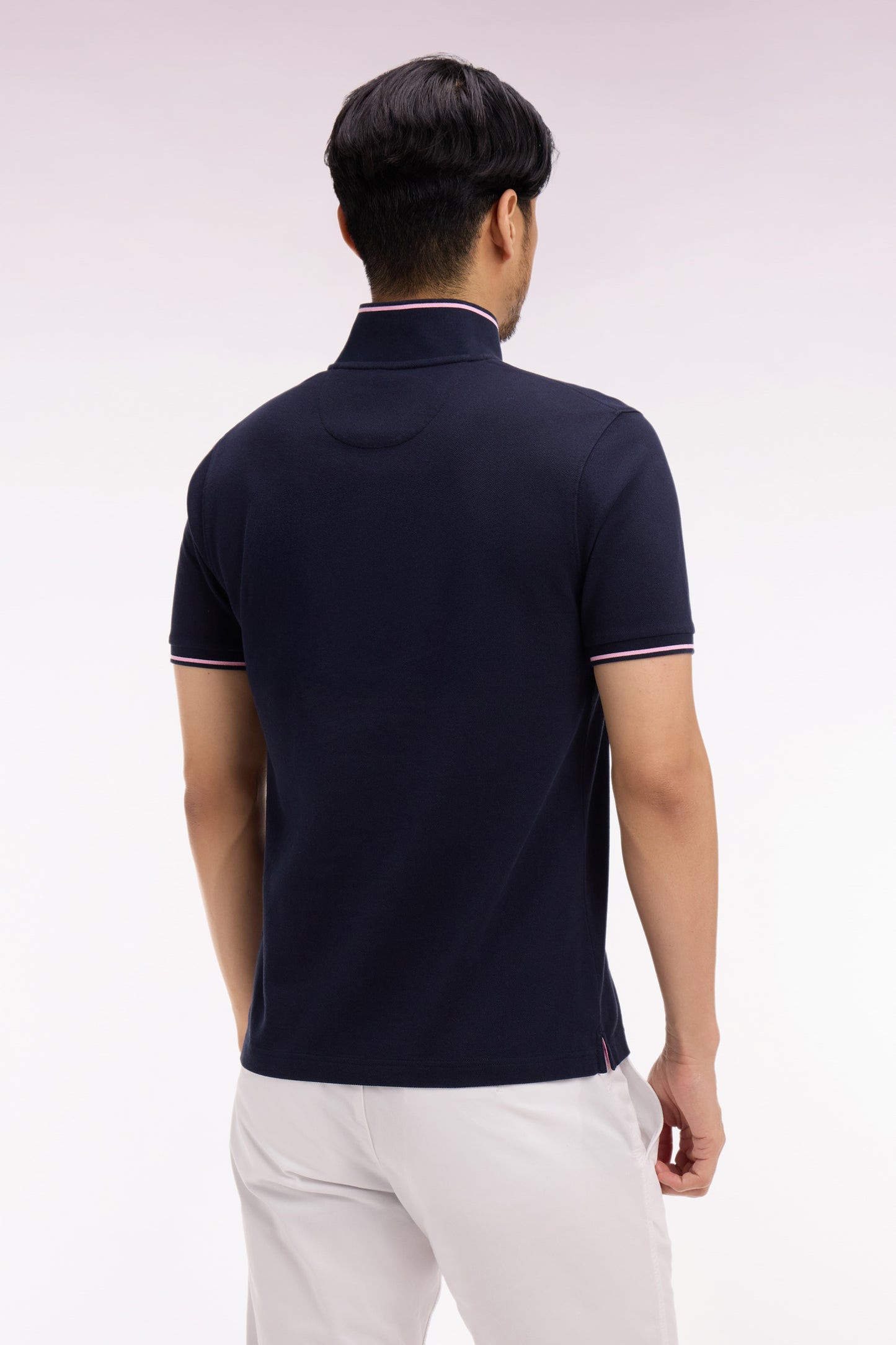 Polo à manches courtes en piqué coton marine