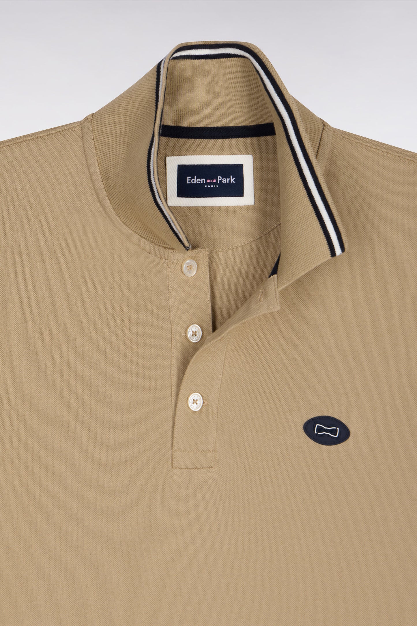 Polo à manches courtes en coton beige