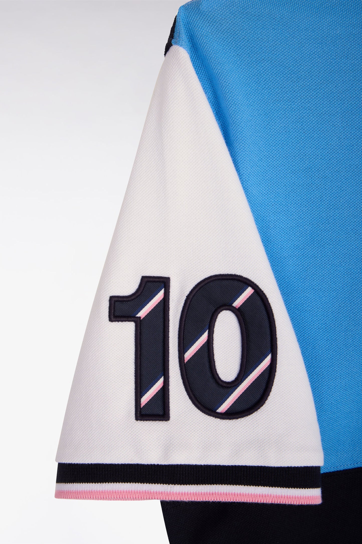 XV de France short-sleeved polo shirt in blue cotton with dial cutouts