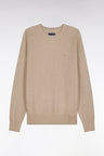 Pull col rond en coton beige