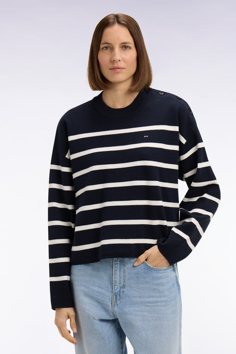 Pull marinière en coton milano marine coupe oversized - Image 3