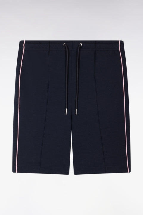 Short en molleton marine passepoils roses - Image 2