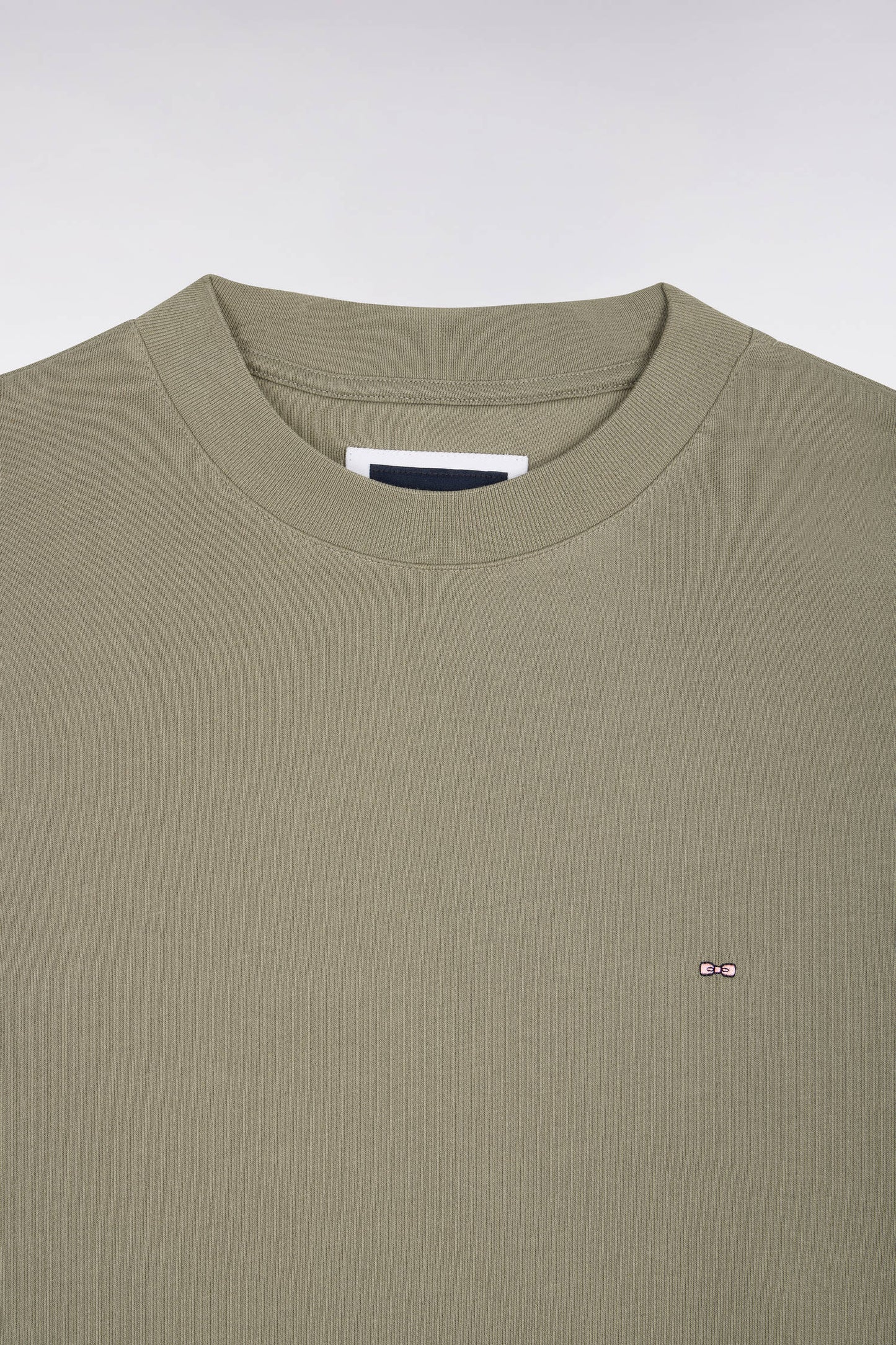 Plain khaki cotton fleece sweatshirt