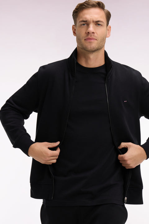 Sweatshirt zippé en molleton coton noir - Image 1