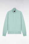Sweatshirt zippé en molleton coton vert d'eau