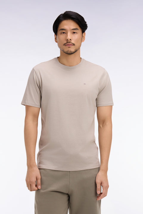 T-shirt à manches courtes en coton Pima gris clair coupe regular - Image 3