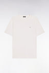 Short-sleeved white lyocell and cotton T-shirt, regular fit